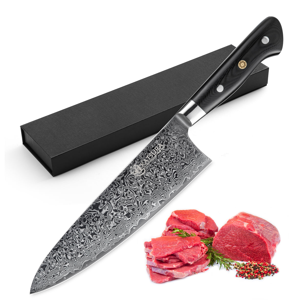 Japanese Damascus Steel Kitchen Knife Set Professional Grade Chef