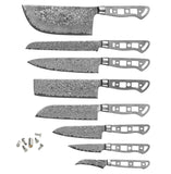 [NEW] AUS-10 Damascus 8-Piece Knife Blank Set [No Logo]