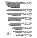 AUS-10 Damascus 8-Piece Knife Blank Set [No Logo]