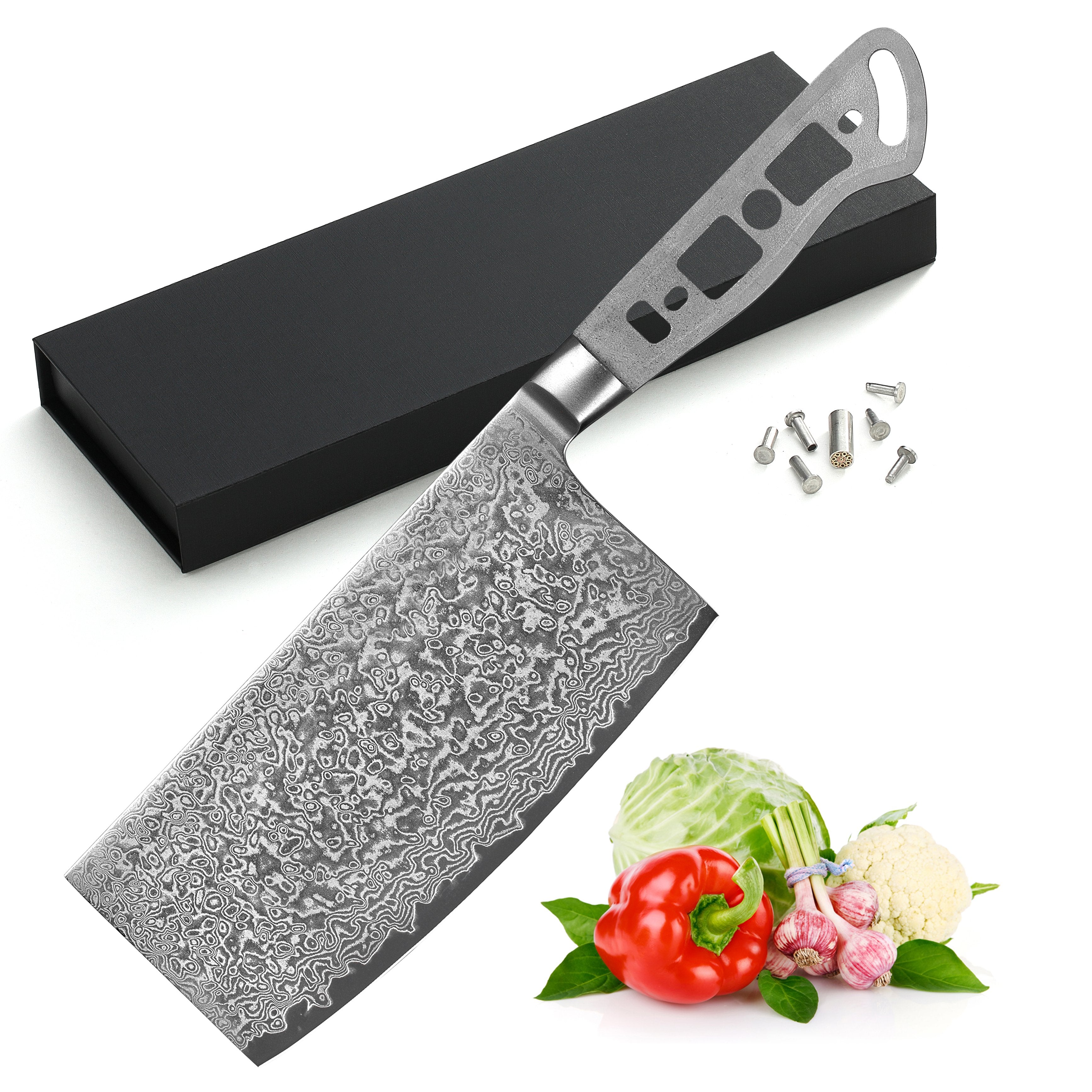 Blank Blade Damascus Butchers Cleaver Chef's Knife Blank Blade