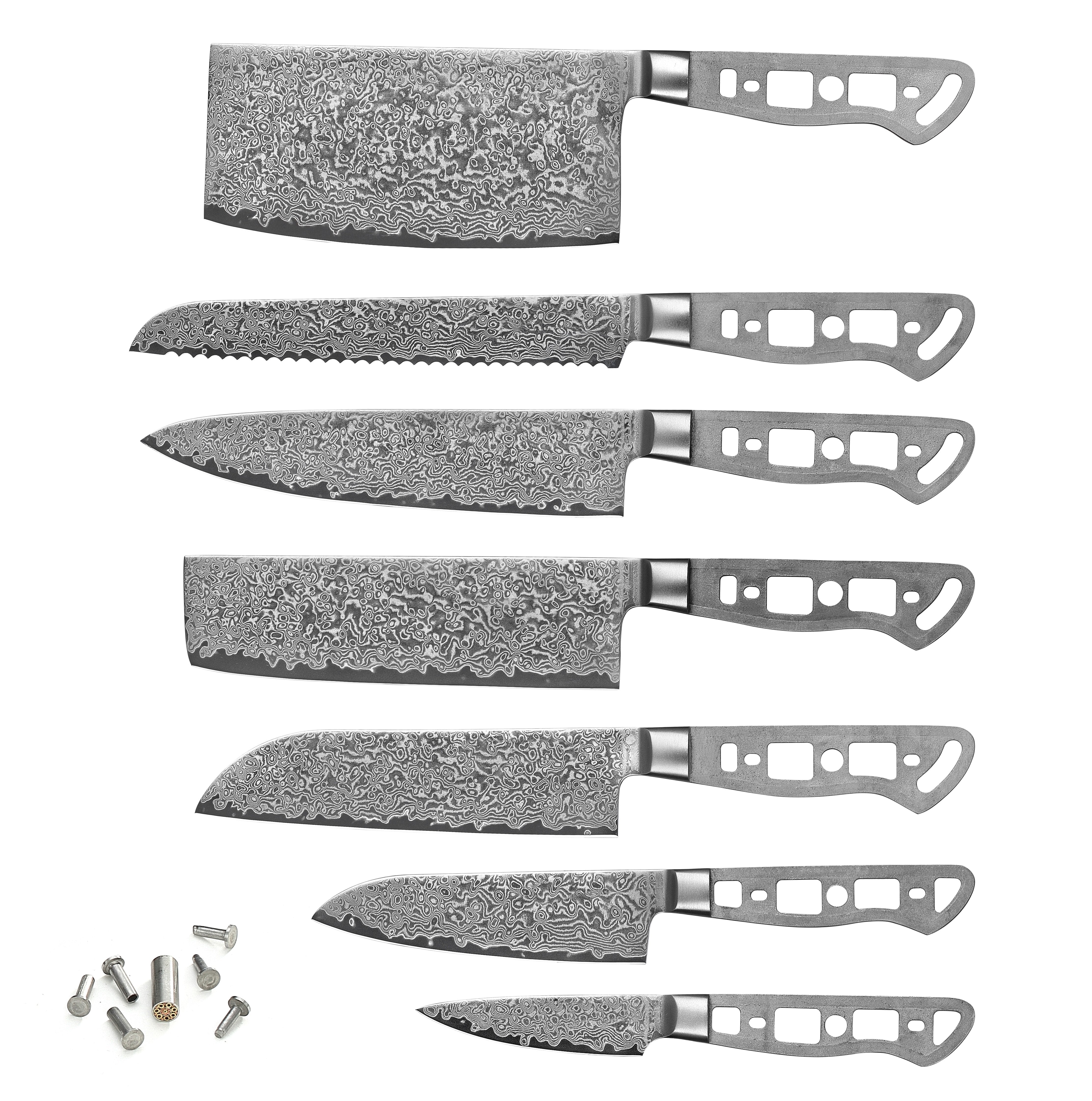 Lot Of 3 PCs Professional Kitchen Knives Blank Blade Set Custom