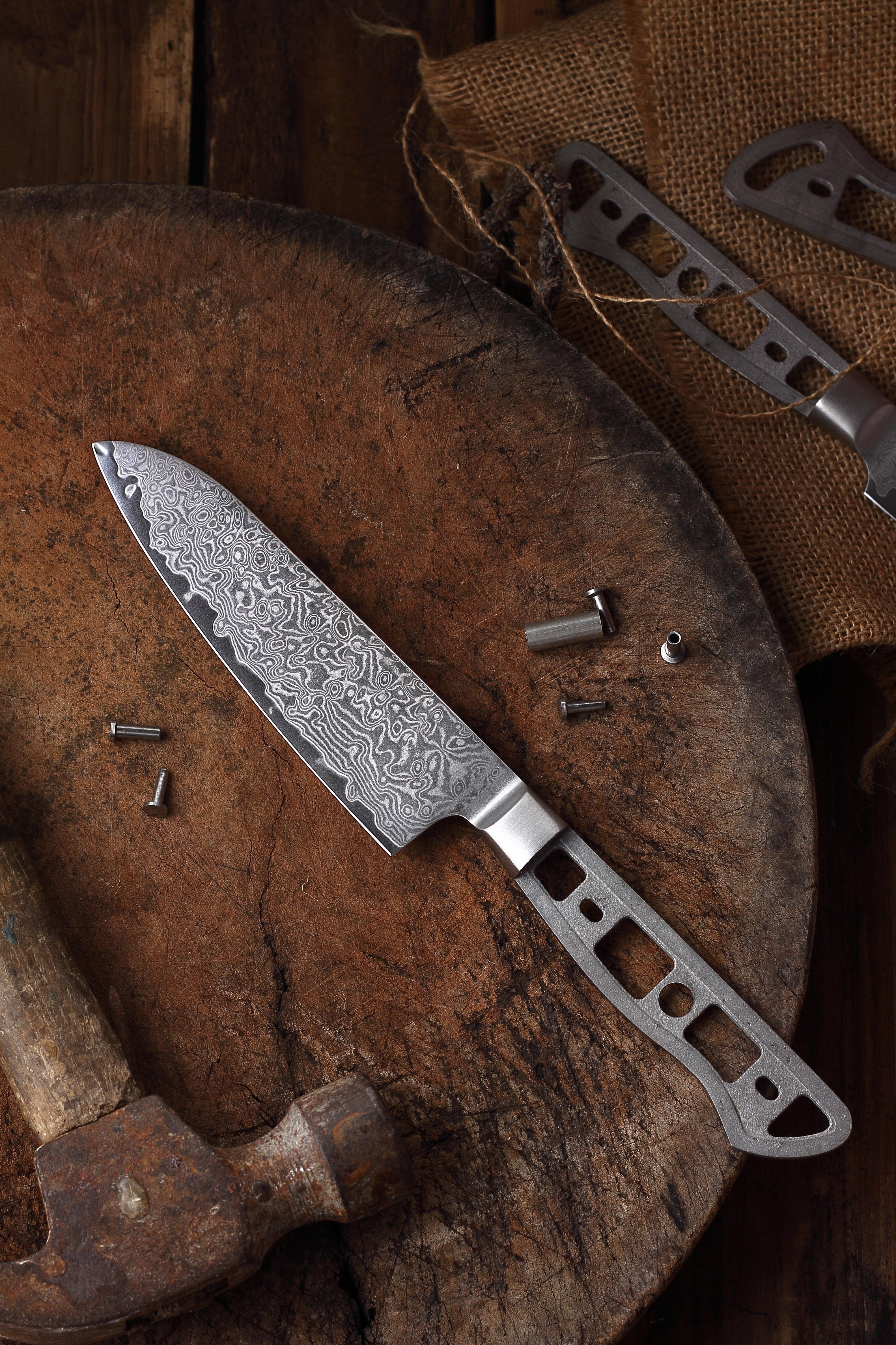 Katsura Cutlery CKGD14B-no Logo Japanese Premium AUS-10 67 Layers Damascus Steel 4.5 in. Serrated Blade Steak Knife Blank No Logo Woodworking Project