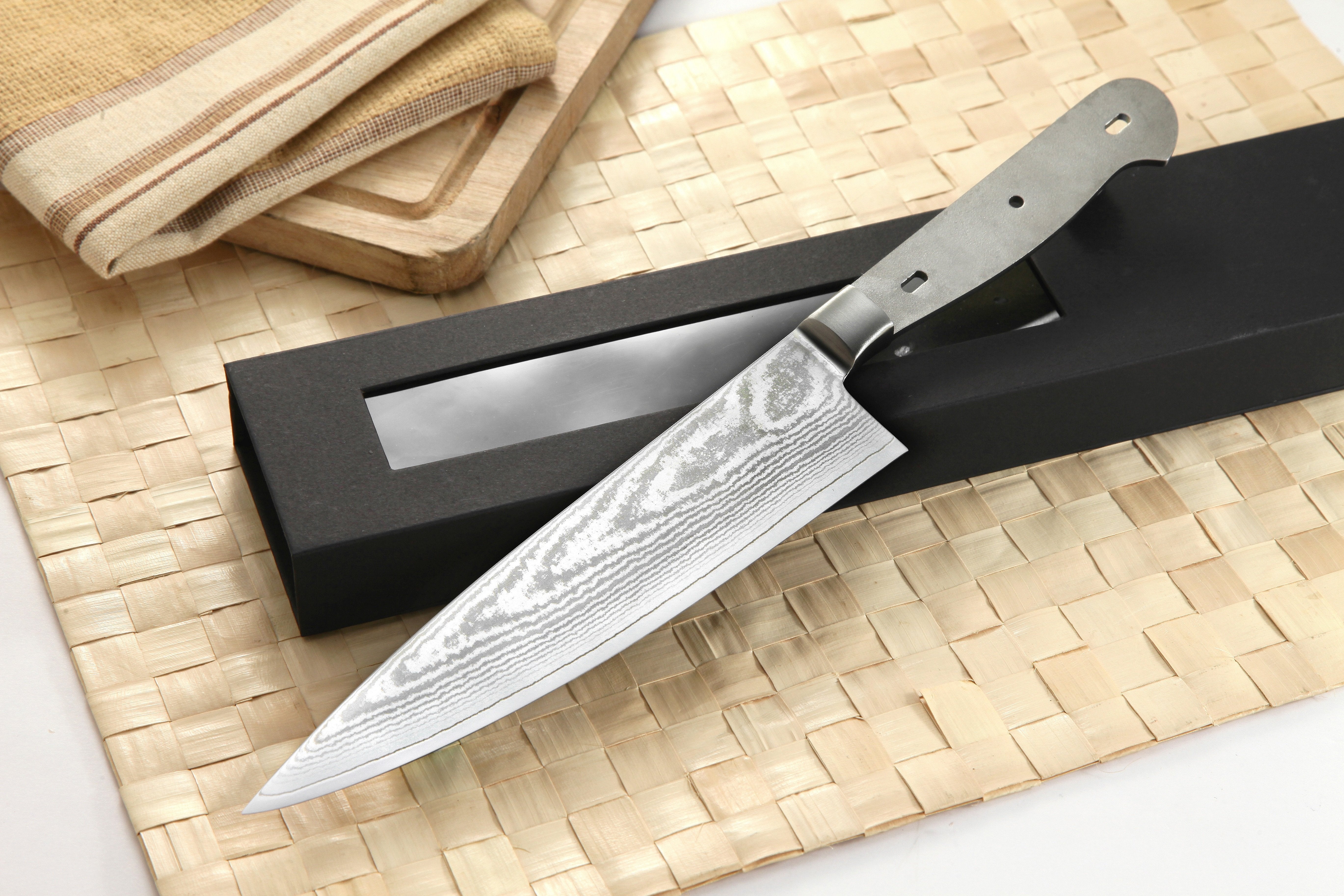 Katsura Cutlery CKGD14B-no Logo Japanese Premium AUS-10 67 Layers Damascus Steel 4.5 in. Serrated Blade Steak Knife Blank No Logo Woodworking Project